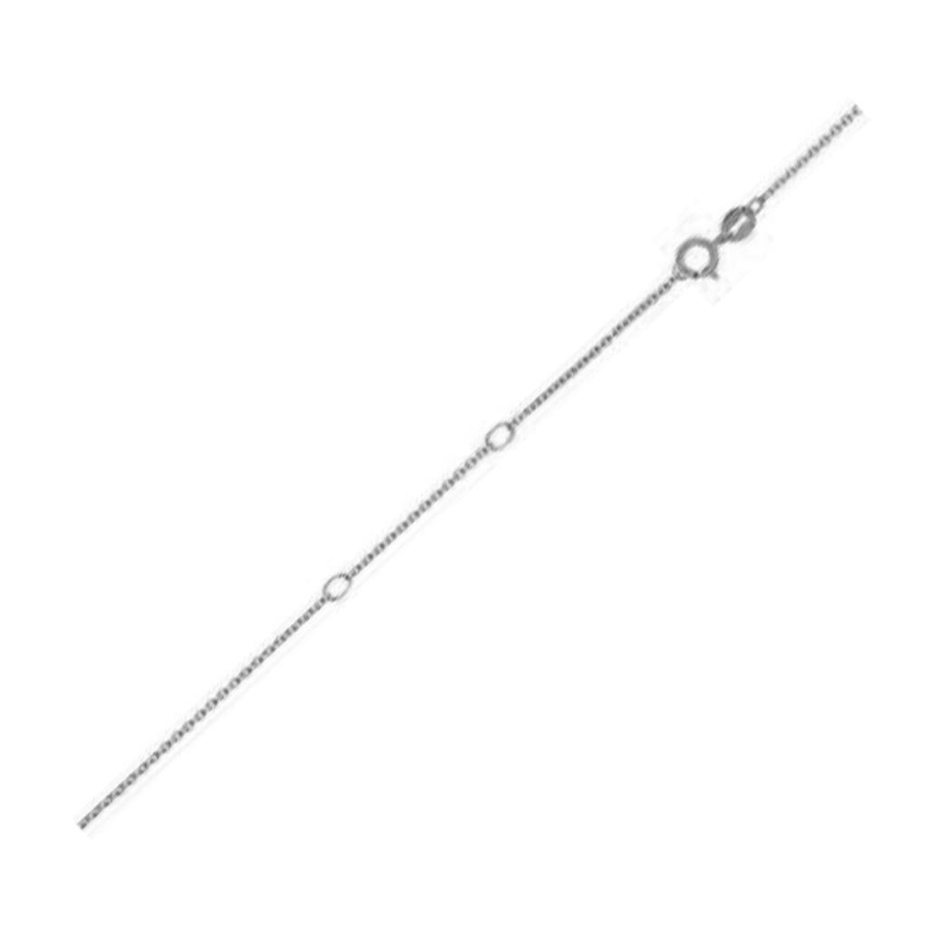 Double Extendable Diamond Cut Cable Chain in 14K White Gold (0.87 mm) -18"