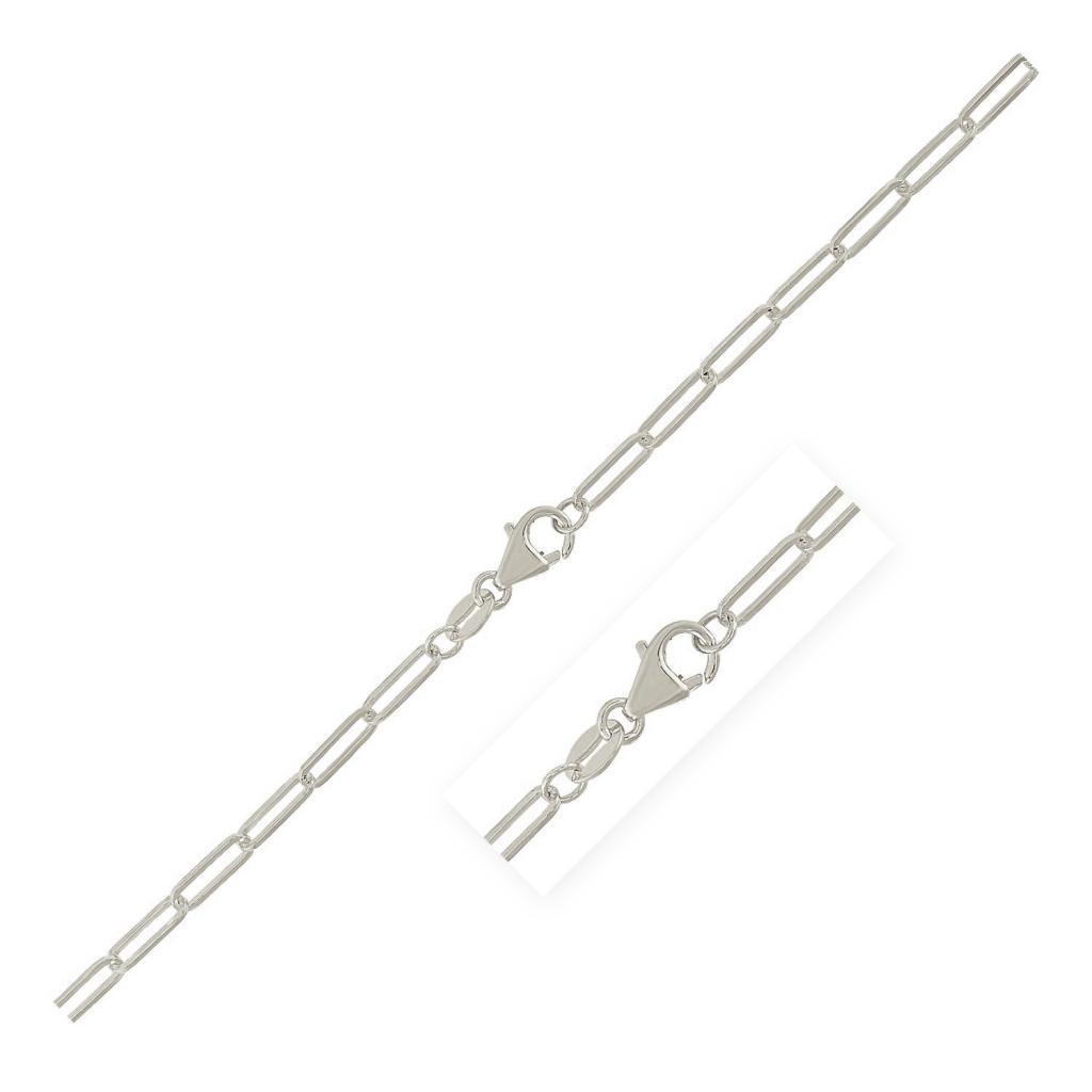 Sterling Silver Rhodium Plated Paperclip Chain (2.50 mm) -18"