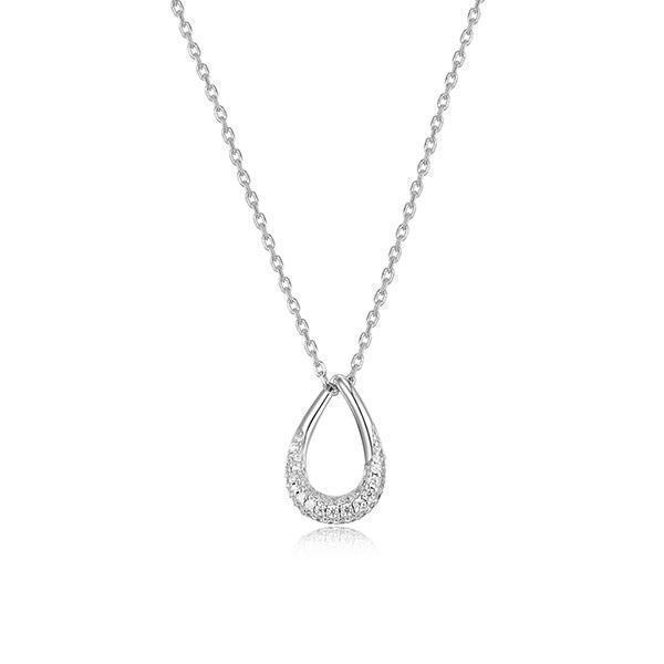 NR0LBQA-W "Caramel" Pear Shape and Pave Cubic Zirconia Necklace