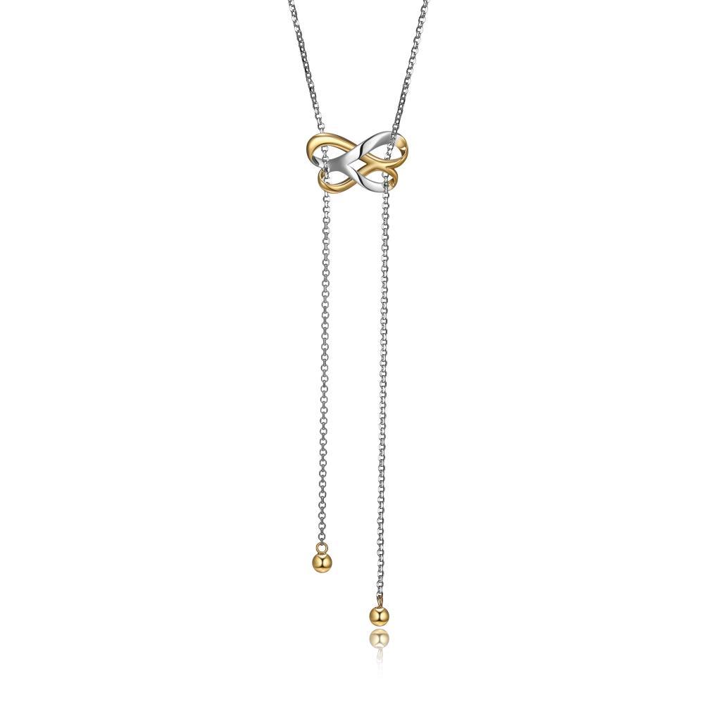 NR0LBCY-2T Infinite Double Infinity Lariat Two Tone Necklace