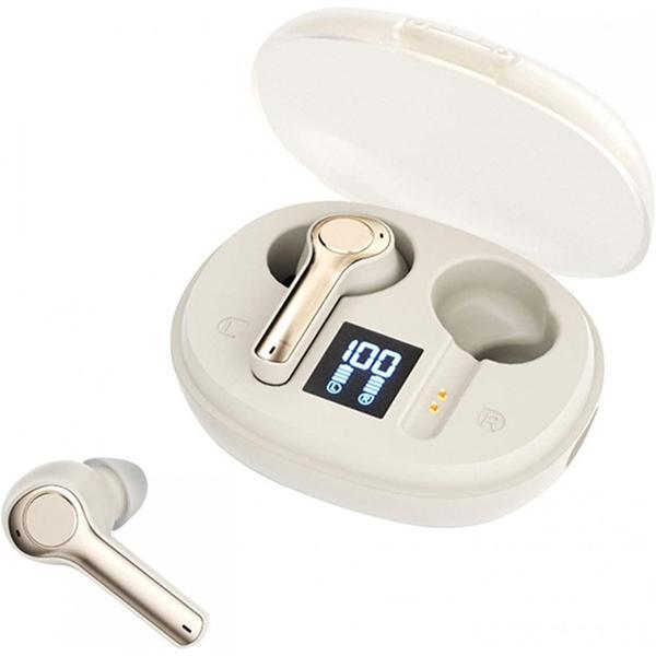 Supreme Sound Full In-Ear TWS Bluetooth Headphones with Advanced Battery Display KITC31 for Universal Cell Phone And Bluetooth Device - Champagne Gold