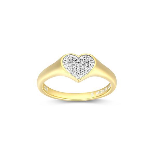 CJ Monte sterling silver lab-created diamond pave heart ring - Size 7