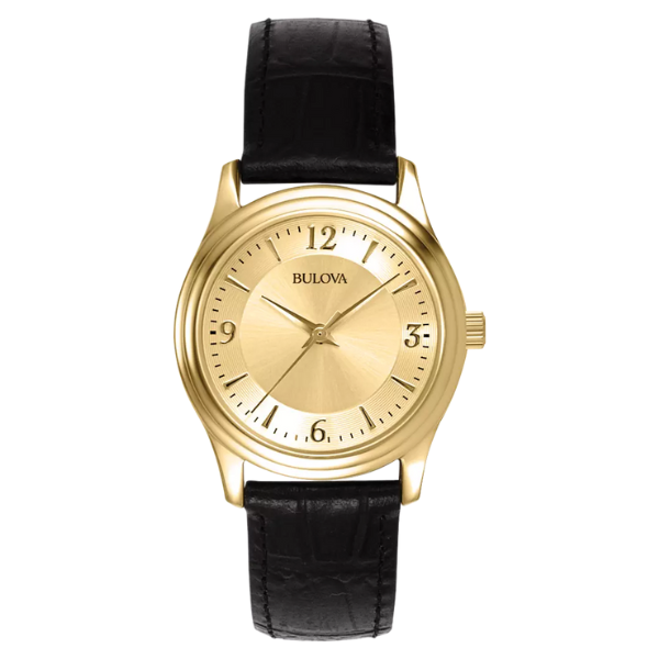97V25 Gold-Tone Leather Ladies Watch