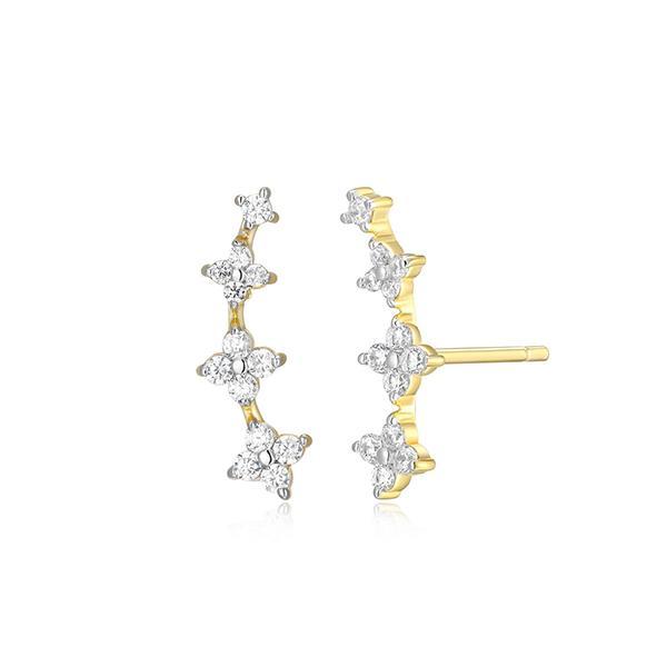 CJ Monte sterling silver lab-created diamond curved flower stud earrings