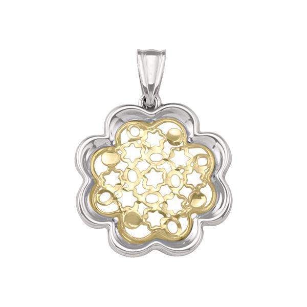 10K Gold and Silver Floral Shaped Pendant - 10K2T
