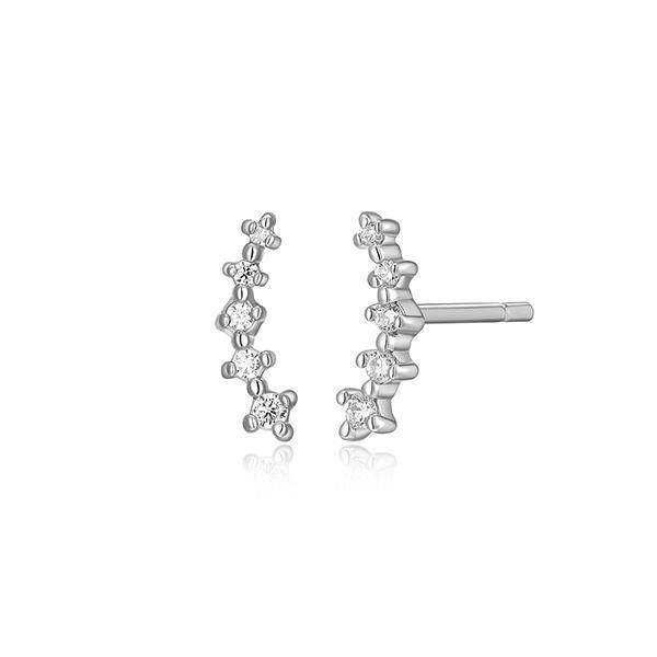 CJ Monte sterling silver lab-created diamond small curved stud earrings