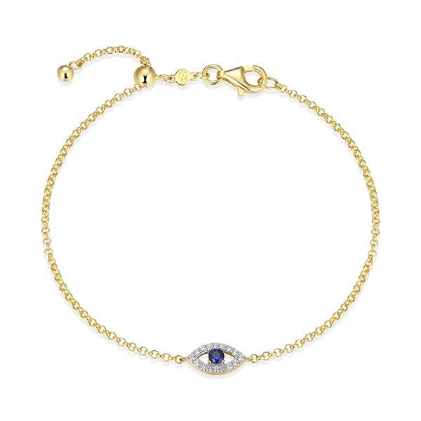 CJ Monte sterling silver lab-created diamond & created sapphire adjustable evil eye bracelet