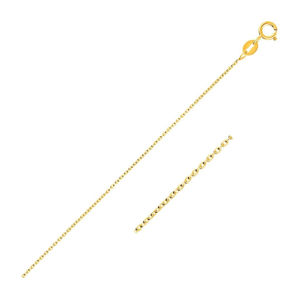 14k Yellow Gold Oval Cable Link Chain (0.97 mm) - 16"