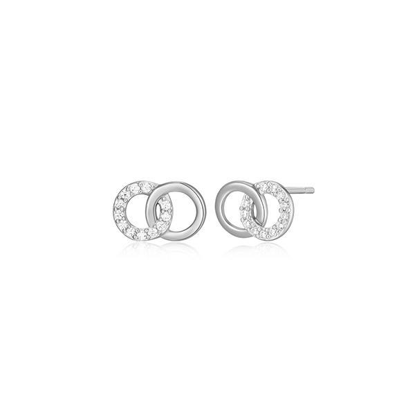 CJ Monte sterling silver lab-created diamond interlocking circles stud earrings