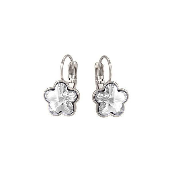 Swarovski Elements Crystal Flower Drop Earrings - Aurora Borealis