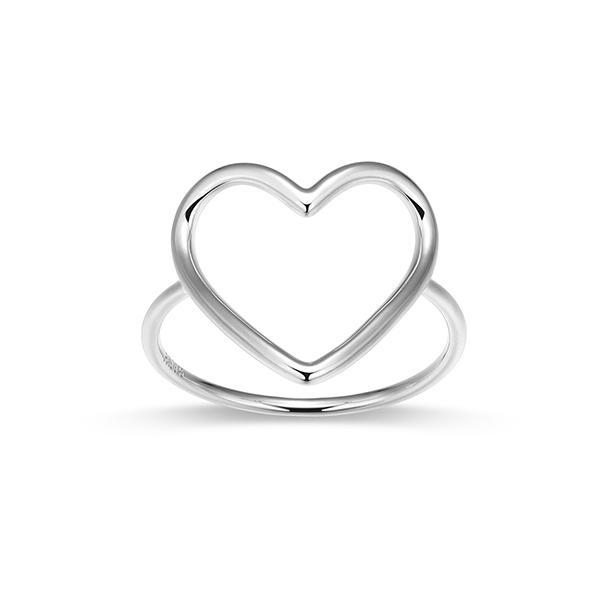 RR4ATSVA0-W-8 Sterling Silver Open Heart Ring Size 8