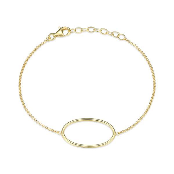 B31ADSQA0-Y-6.5 Sterling Silver Oval Open Frame Rolo Bracelet Size 6.5