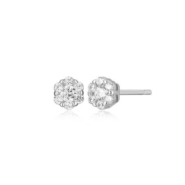 CJ Monte sterling silver lab-created diamond round cluster stud earrings