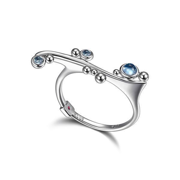RR4LA9W12-W-6 Sterling Silver PIXIE DUST Genuine Blue Topaz Ring Size 6