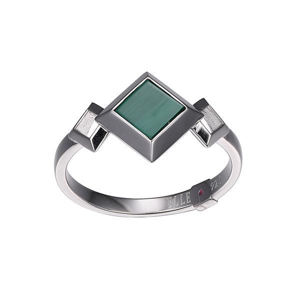RR4LABC30-W-7 Sterling Silver NEFER Malachite Diamond Shaped Ring Size 7