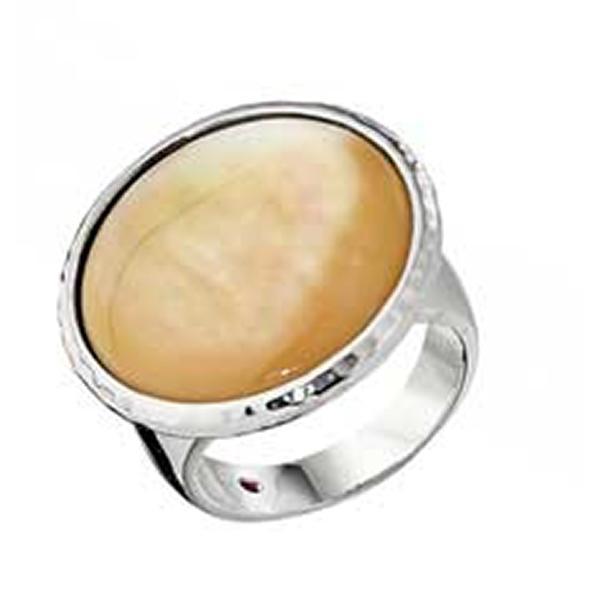 RR4L786A9-W-8 Sterling Silver SUNRISE Yellow Mother of Pearl RingSize 8
