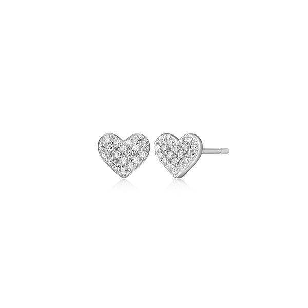 CJ Monte sterling silver lab-created diamond pave heart stud earrings