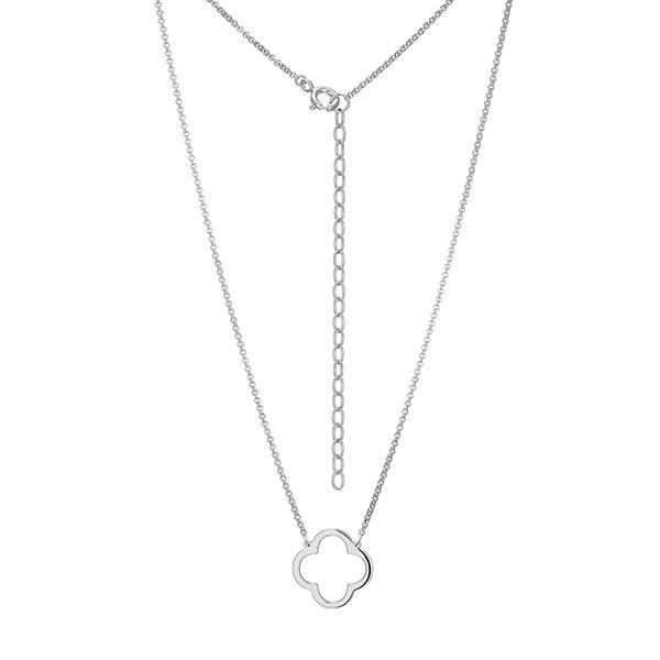 NR0ADHEA0-W-16 Sterling Silver Clover Rolo Necklace Size 16