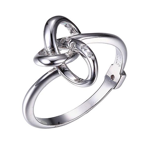 RR4LA8S00-W-9 Sterling Silver Cubic Zirconia Trinity Knot Ring Size 9