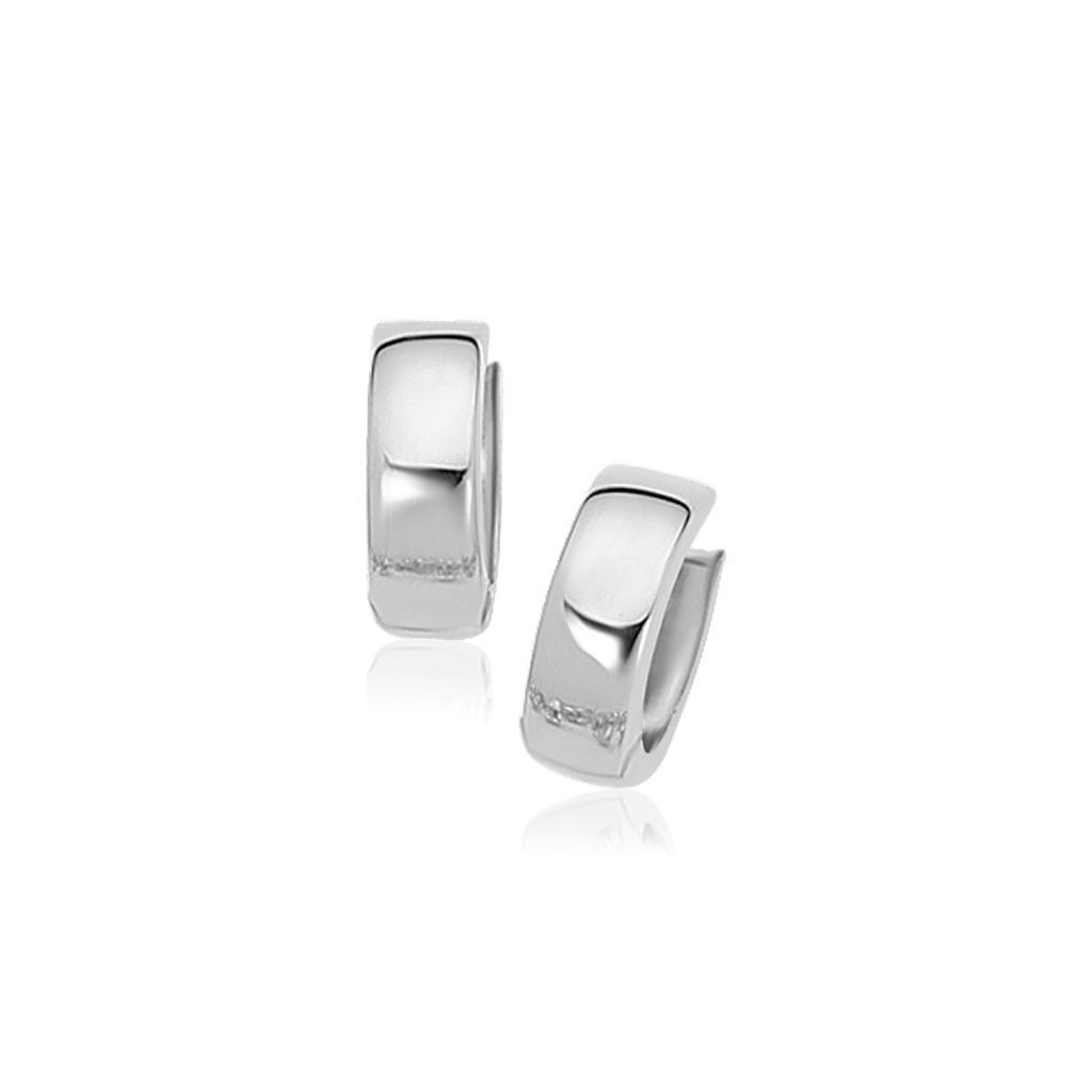 14k White Gold Snuggable Hoop Earrings (2.2gm)
