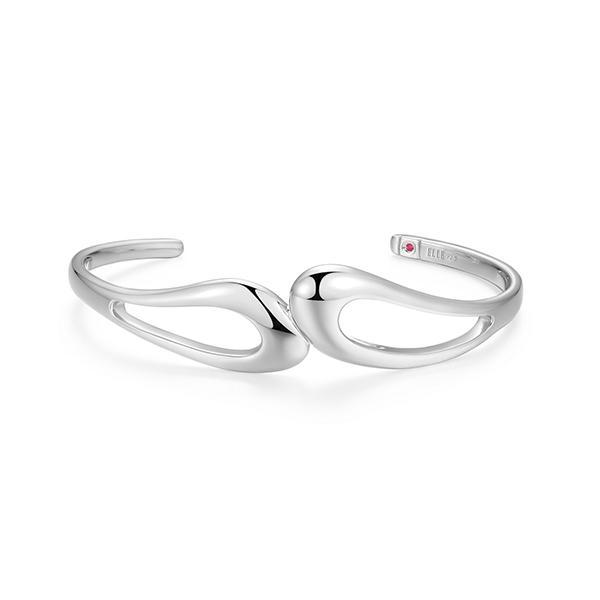BR1LAQTA0-W-6.5 Sterling Silver OASIS Fluid Open Teardrop Bypass Cuff Bangle Size 6.5