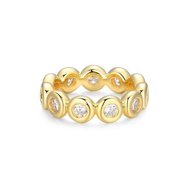 R34ATC100-Y-7 Sterling Silver Puffy Bezel 3mm Round Cubic Zirconia Eternity Band Ring Size 7