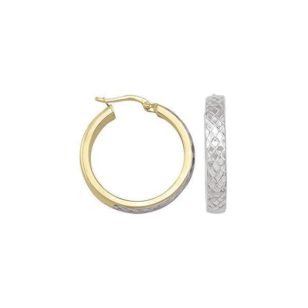10K Two Tone Gold Hoop Earrings - ETECA31 - 2.5 gm - 2T