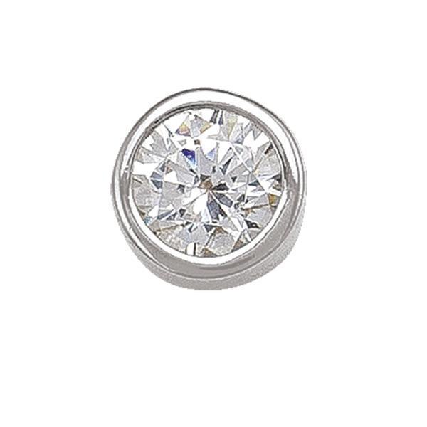 10K Silver Round Cubic Zirconia Stud Earrings - 10KW
