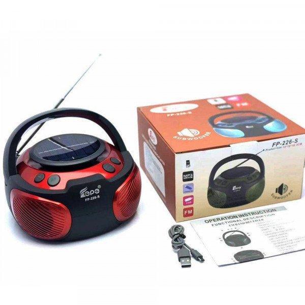 Classic CD Player Design Portable Bluetooth Speaker with Solar-Powered - Perfect for Outdoor Adventures and Sustainable Living KIFP226 for Universal Cell Phone And Bluetooth Device - Red