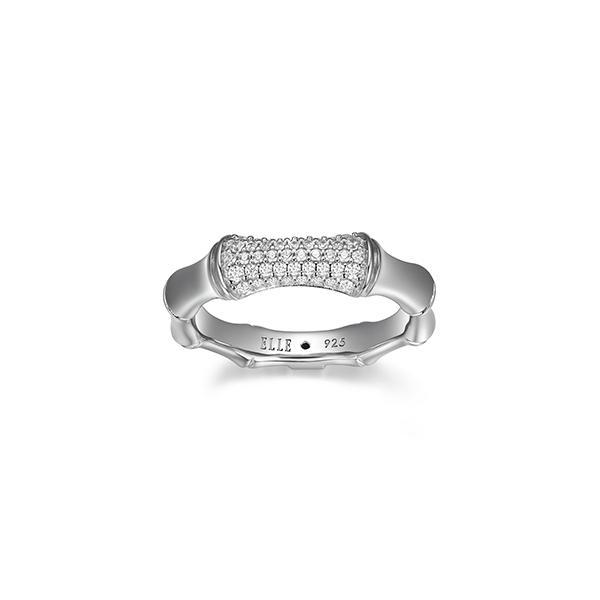 RR4LAGQ00-W-7 Sterling Silver BAMBOO 4mm Wide Cubic Zirconia Ring Size 7