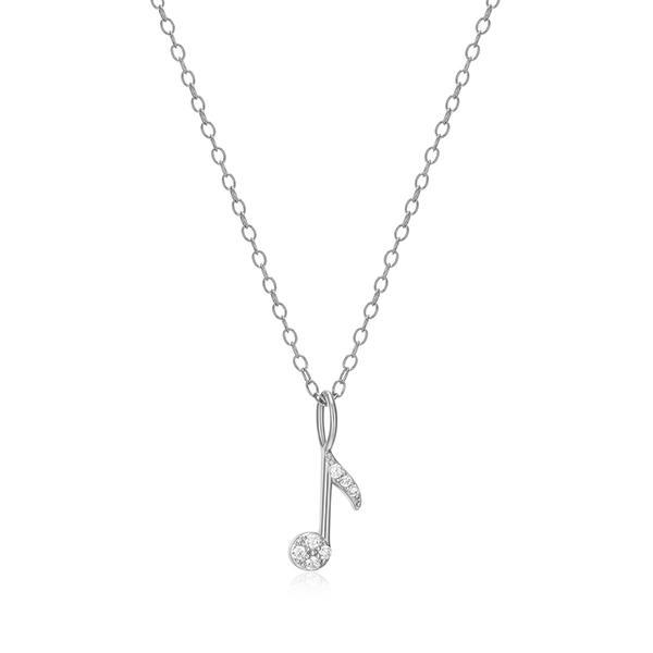 CJ Monte sterling silver lab-created diamond music note necklace