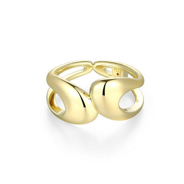 R34LAKKA0-Y-8 Sterling Silver OASIS Fluid Open Teardrop Bypass Ring Size 8