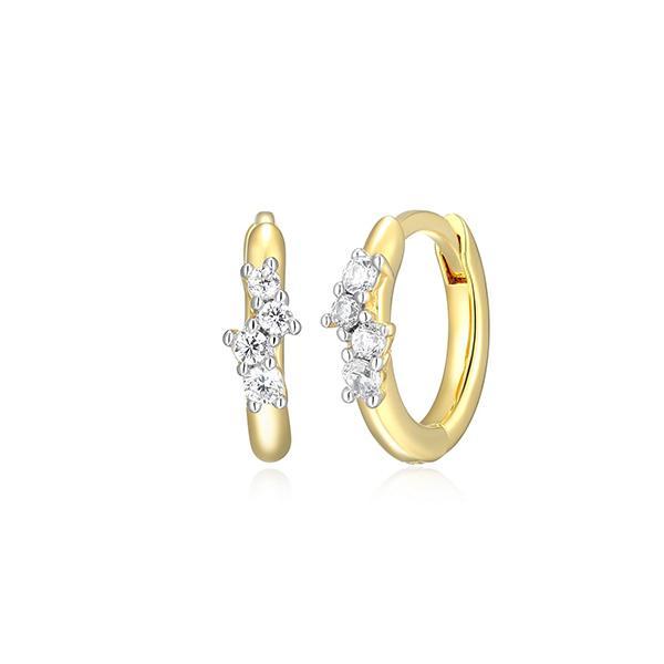 CJ Monte sterling silver lab-created diamond 10mm scattered stone huggie earrings