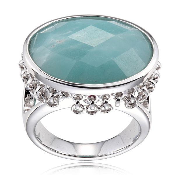 RR4L965AL-W-7 Sterling Silver Chinese Amazonite Ring with TaSterling Silver els Ring Size 7