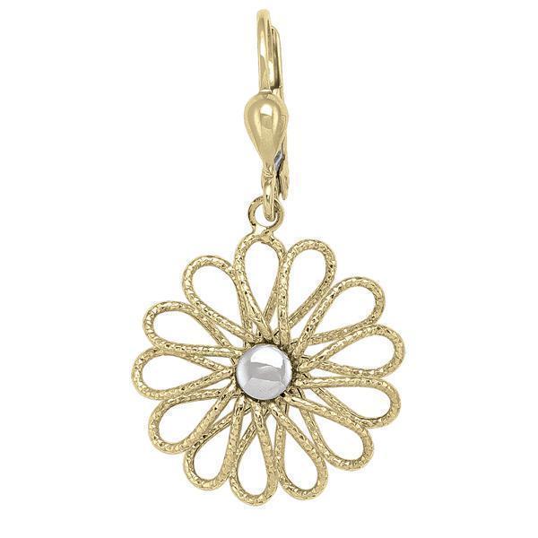 10K Gold and Silver Flower Shaped Fashion Drop Earrings - 10K2T