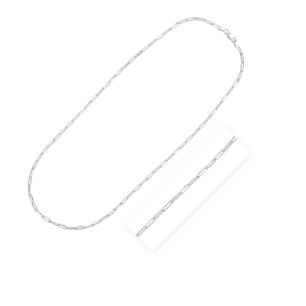 Sterling Silver Rhodium Plated Paperclip Chain (3.00 mm) -20"