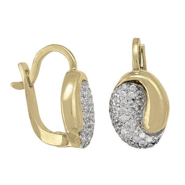 10K Gold Cubic Zirconia Oval Shaped Hoop Earrings - 10KY