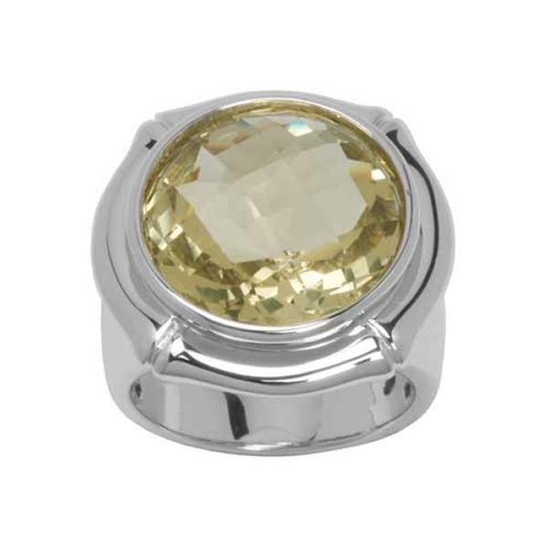 RR4L425CC-W-8 Sterling Silver Bamboo Gold Quartz Ring Size 8