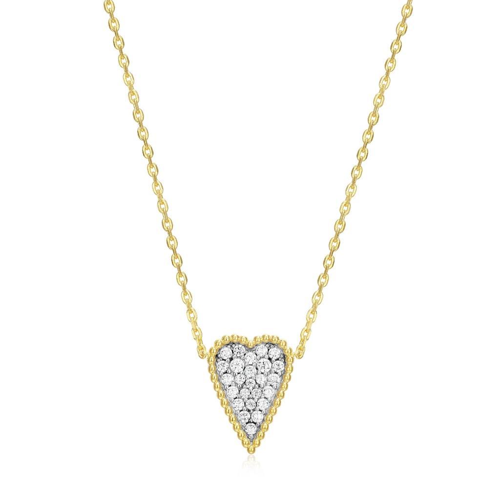 N30LBY3-Y Long Love Cubic Zirconia Heart Necklace