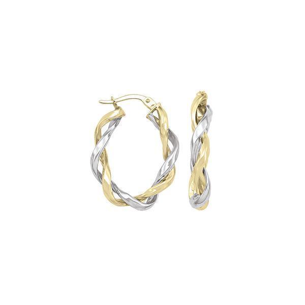 14K Two Tone Gold Hoop Earrings - 2T