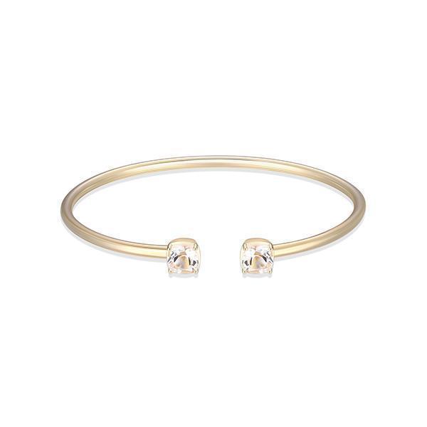 B31LALD-Y "Marble" Clear Quartz Cushion Cut Cuff Bangle