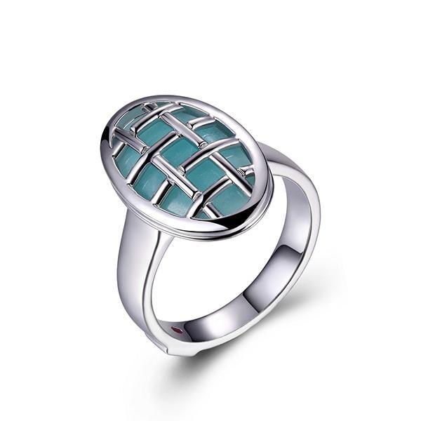RR4LA4AAL-W-7 Sterling Silver SECRET GARDEN Genuine Green Quartz and Basket Weave Oval Ring Size 7