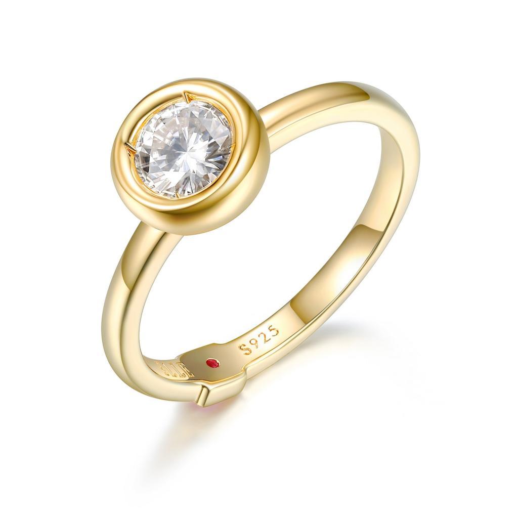 R34LAC3-Y-7 Cubic Zirconia Bezel Set Solitaire Ring Size 7