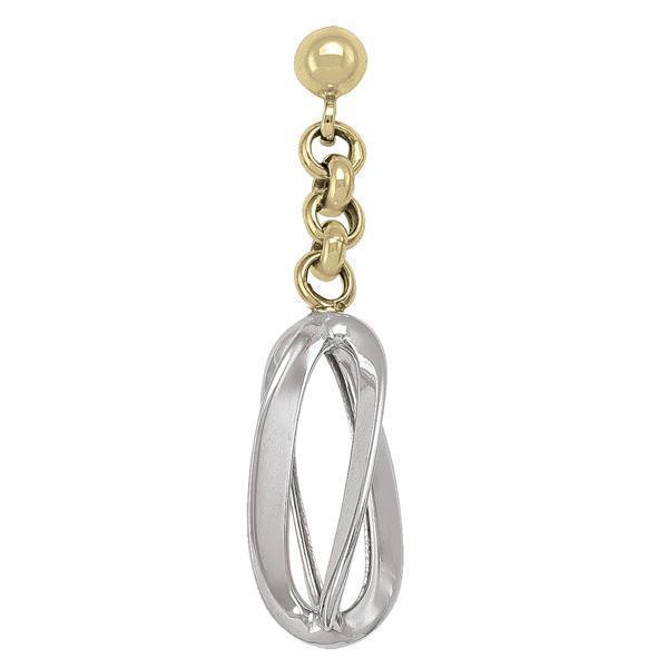 10K Gold and Silver Fashion Drop Earrings - 2.0gm - 10K2T