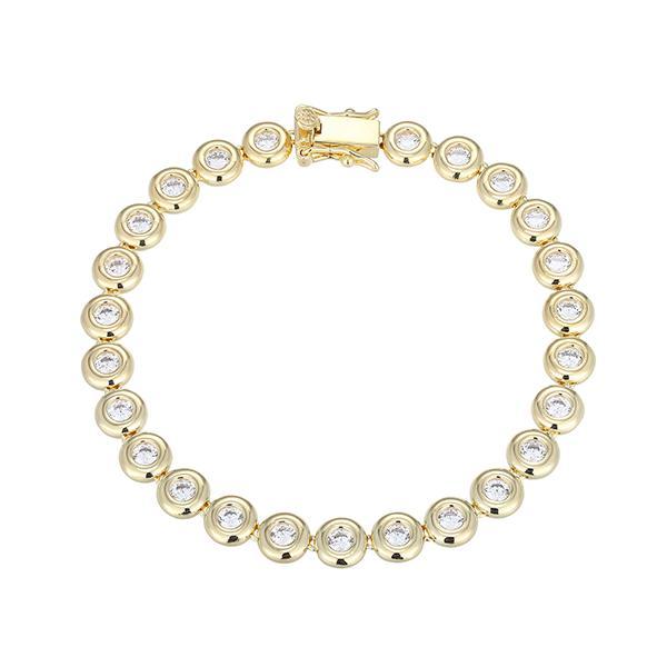 B31ADF600-Y Sterling Silver Puffy Bezel 3mm Round Diamondlite Cubic Zirconia Tennis Bracelet