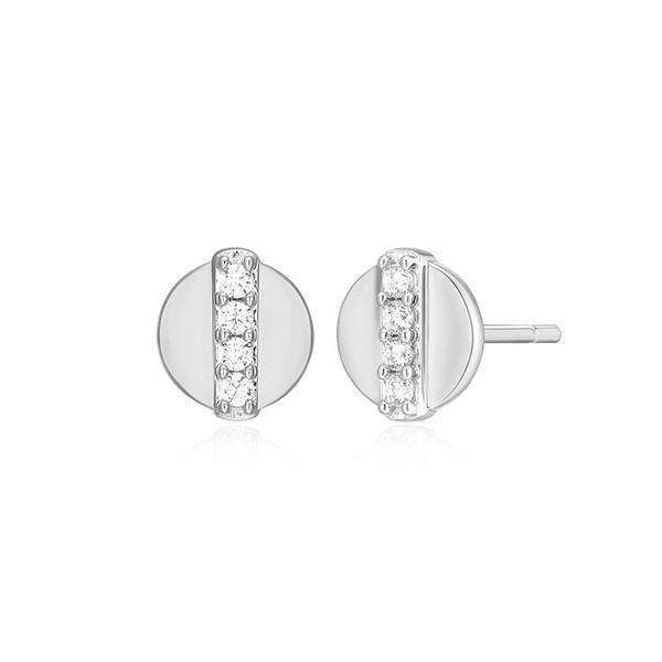 CJ Monte sterling silver lab-created diamond polished disk stud earrings