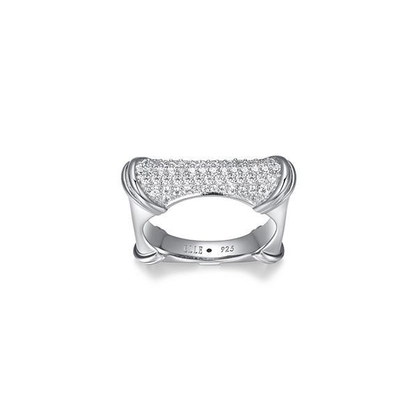 RR4LAGT00-W-6 Sterling Silver BAMBOO 5mm Wide Cubic Zirconia Ring Size 6