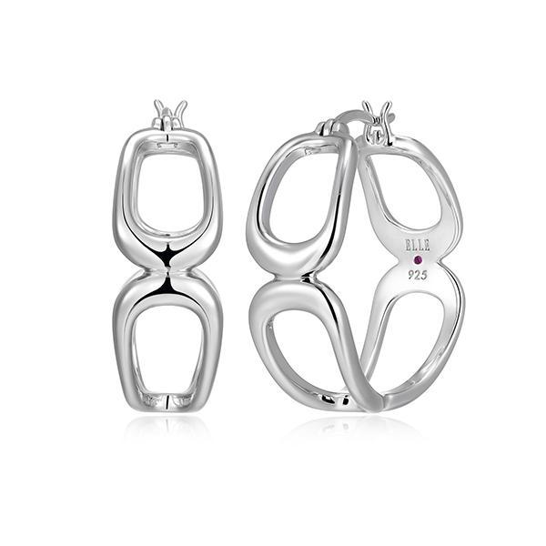 ER2LCU2A0-W Sterling Silver CITADEL High Polish 25.5mm Open Hoop Earrings