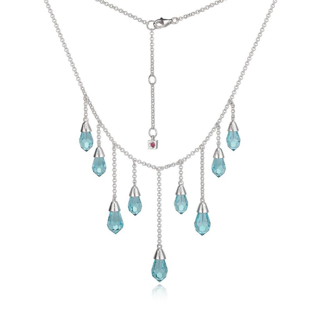 NR0LAPX-W Starpoint Blue Swarovski Crystals Drop Necklace