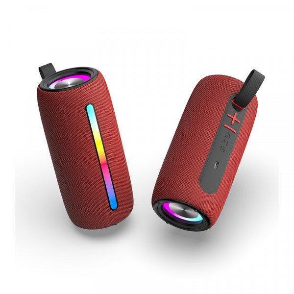 Portable Bluetooth Speaker with RGB LED Light - Hi-Fi Sound Quality Wireless Audio Device KIChargeP2Pro for Universal Cell Phone And Bluetooth Device - Red